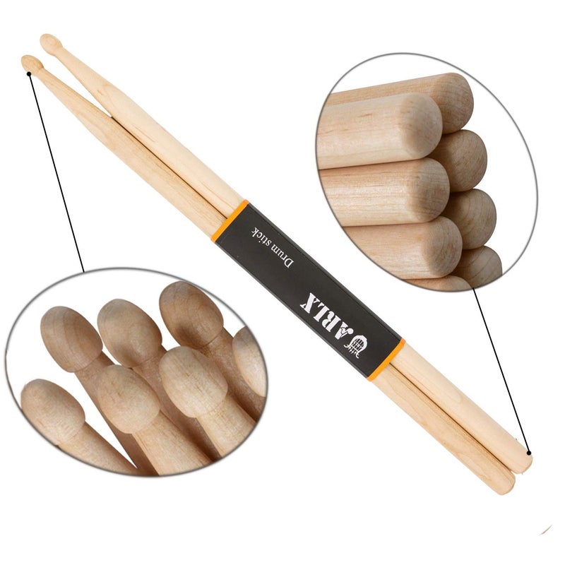 ARLX Drum Sticks 5A Wood Tip Drumstick (2 Pair Maple) - Image 3